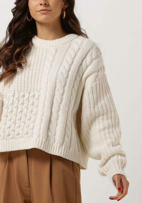 Witte ENVII Trui ENBLANCA LS CABEL KNIT 5250 - large