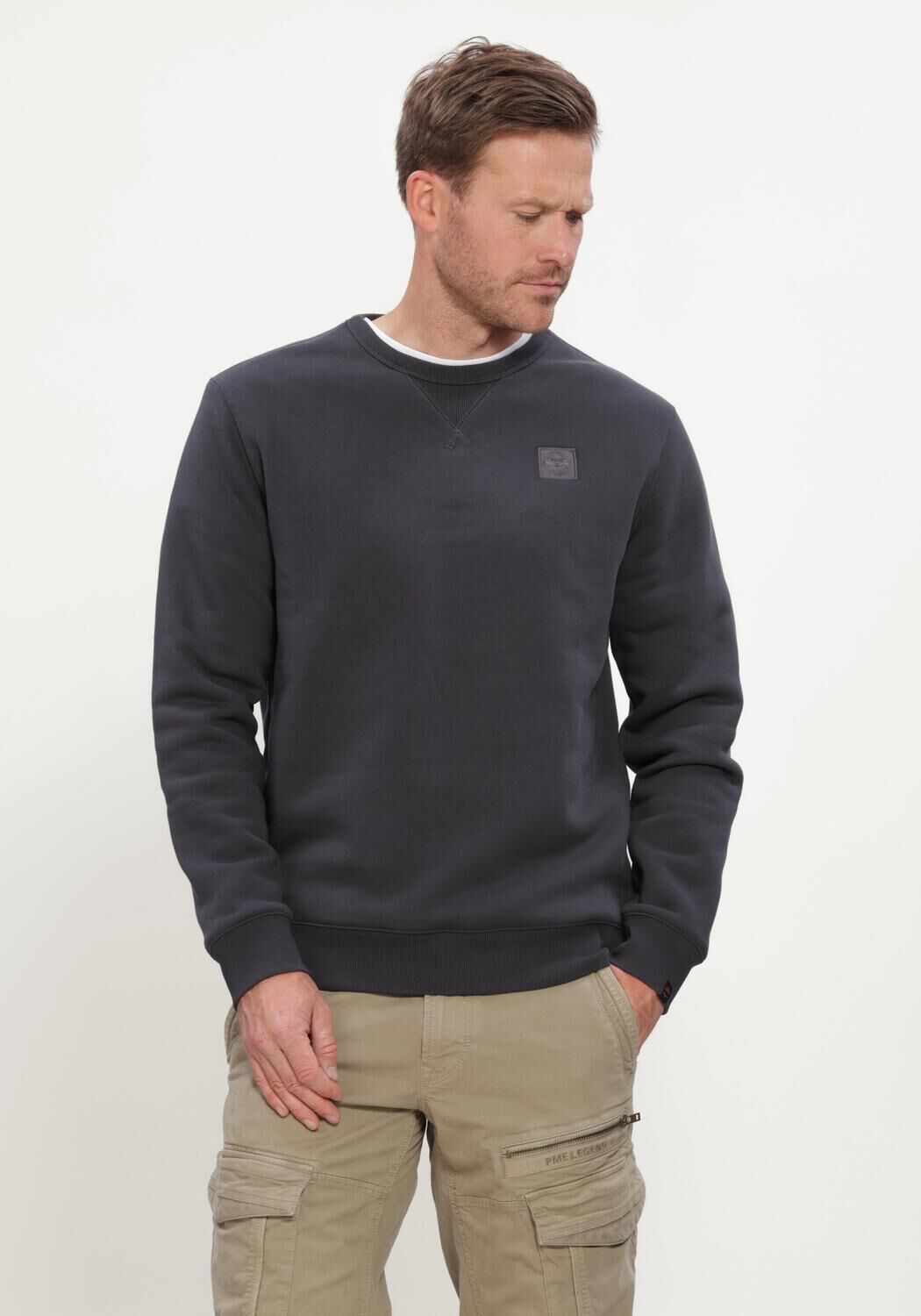 Donkergrijze PME LEGEND Trui CREWNECK SOFT FLEECE SWEAT