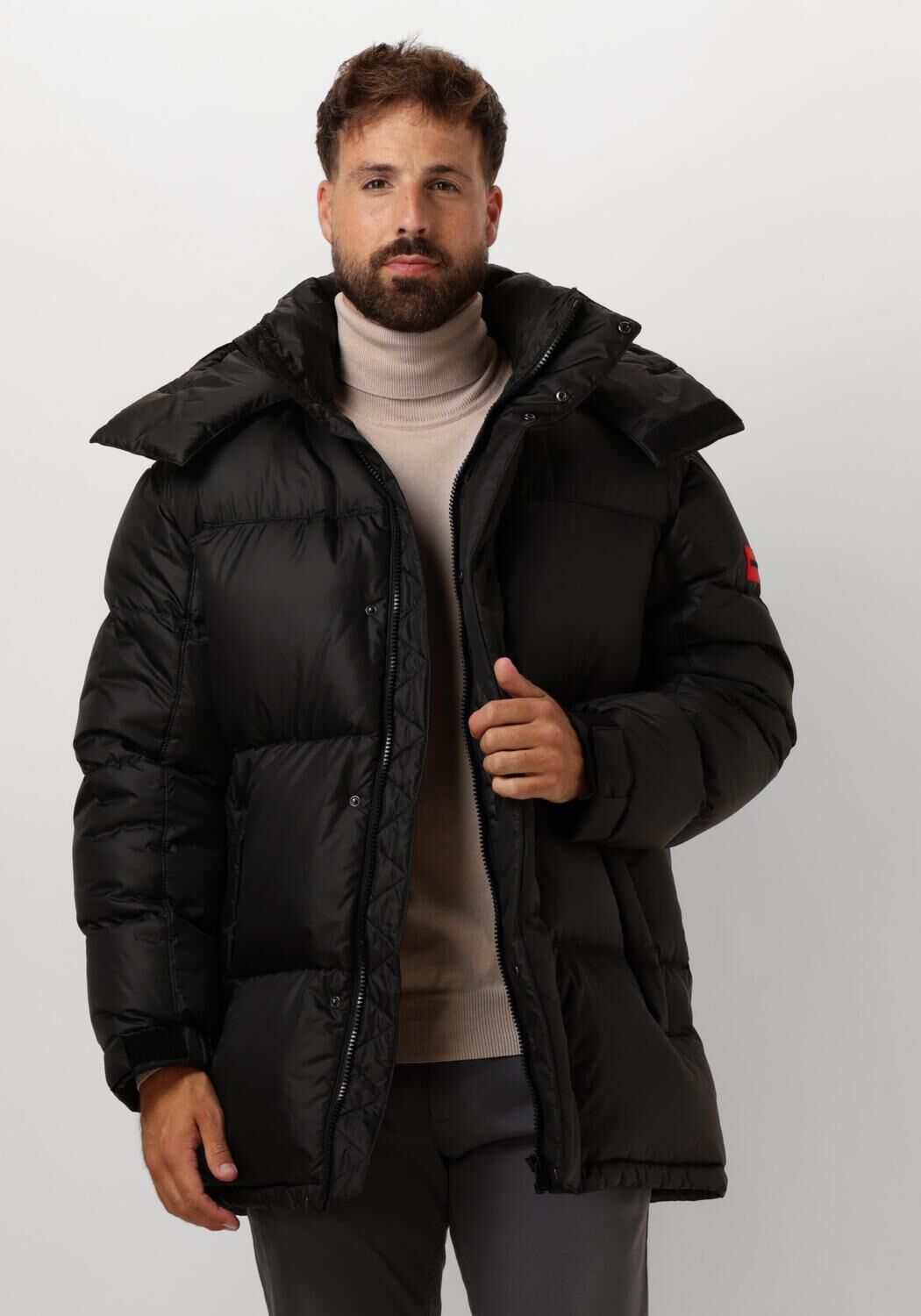 Hugo Boss Zwarte Gewatteerde Jas voor Heren Black Heren