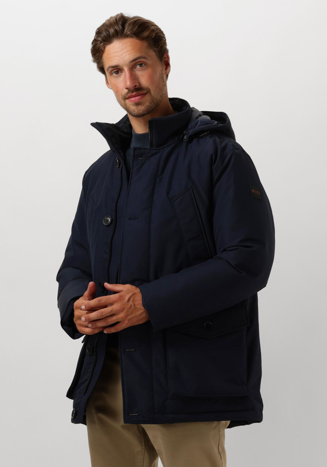 Hugo Boss Blauwe Herenjas met Afneembare Capuchon Blue Heren