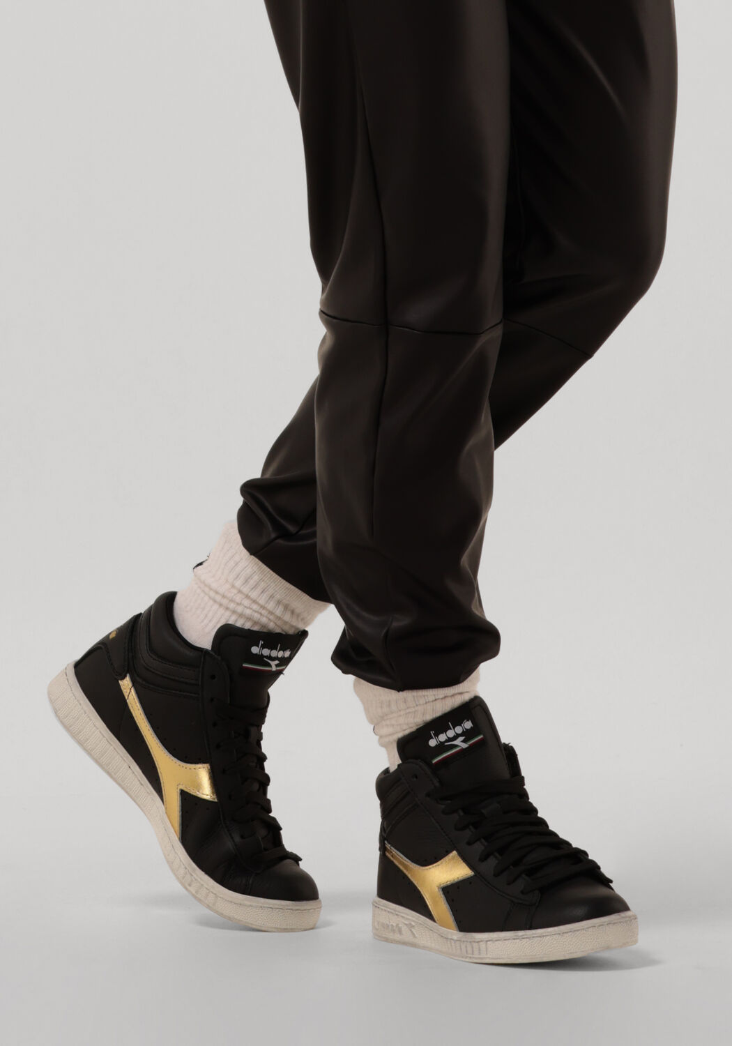 zwarte diadora hoge sneakers game l high waxed wn