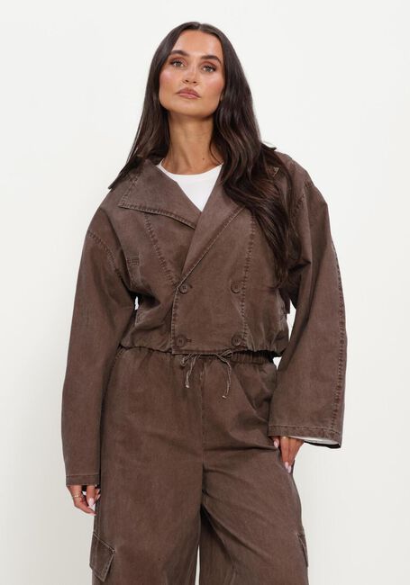 Bruine REFINED DEPARTMENT Spijkerjas LADIES WOVEN WASHED BOMBER TRENCHCOAT JOLANDA - large