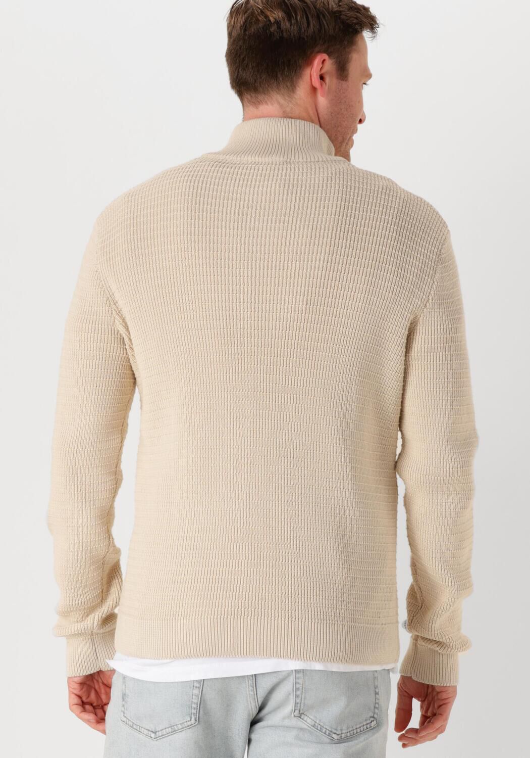 SELECTED HOMME Heren Truien & Vesten Slhtheo Ls Knit Structure Half Zip Beige
