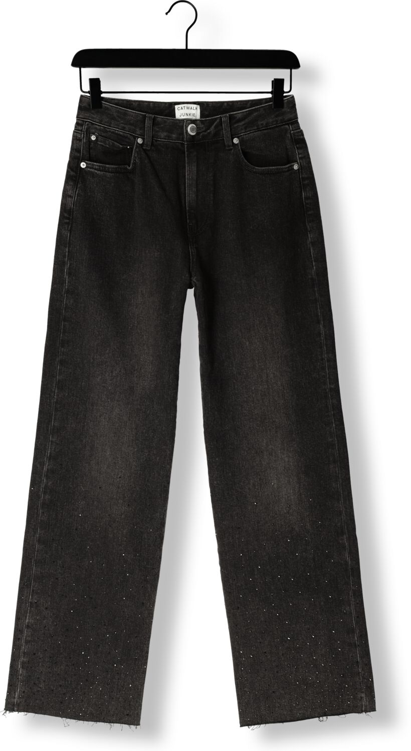 CATWALK JUNKIE Dames Jeans Loose Fit Jeans With Metallic Strass Zwart