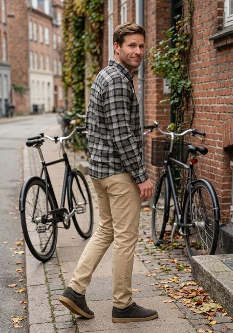 Bruine CAST IRON Overhemden LONG SLEEVE SHIRT DOBBY YARN DYED CHECK - large