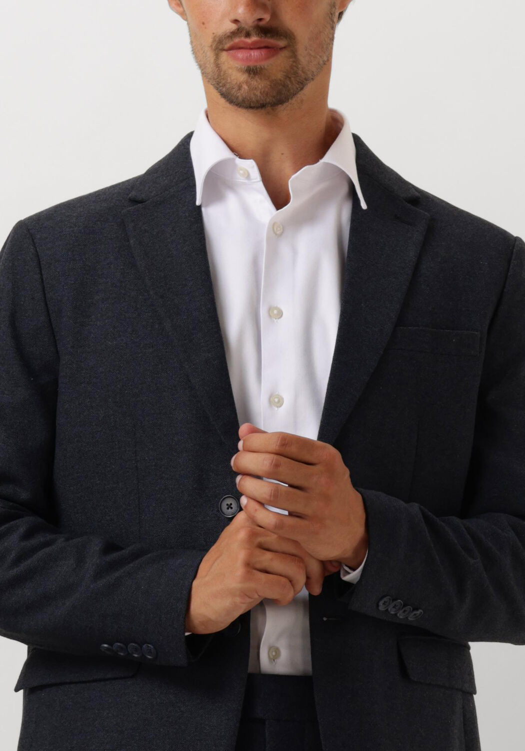 SELECTED HOMME Heren Colberts Slhslim-reed Wool Blz Donkerblauw