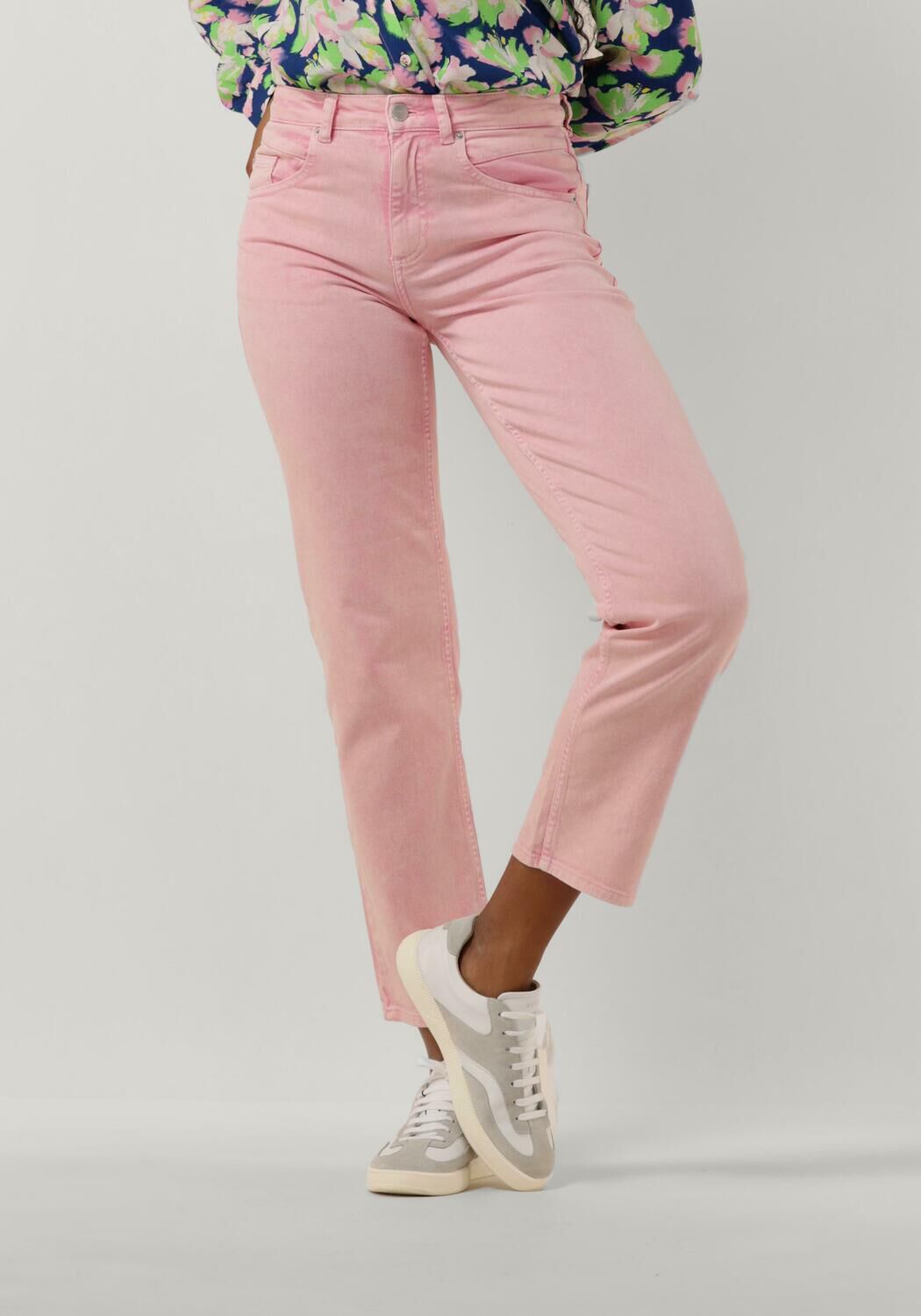POM AMSTERDAM Dames Jeans Elli Straight Blooming Pink Jeans Roze
