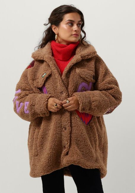Cognac GOOSECRAFT Teddy jas GC KATE BADGE JACKET - large