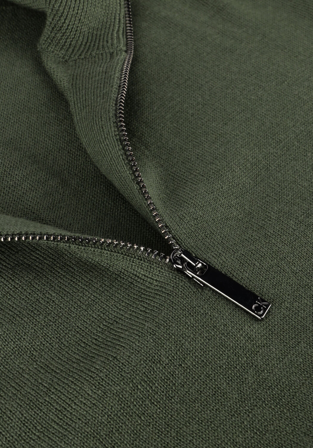 Donkergroene CALVIN KLEIN Trui MERINO QUARTER ZIP - large