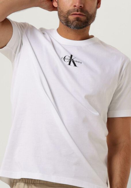 Witte CALVIN KLEIN T-shirt MONOLOGO REGULAR TEE - large