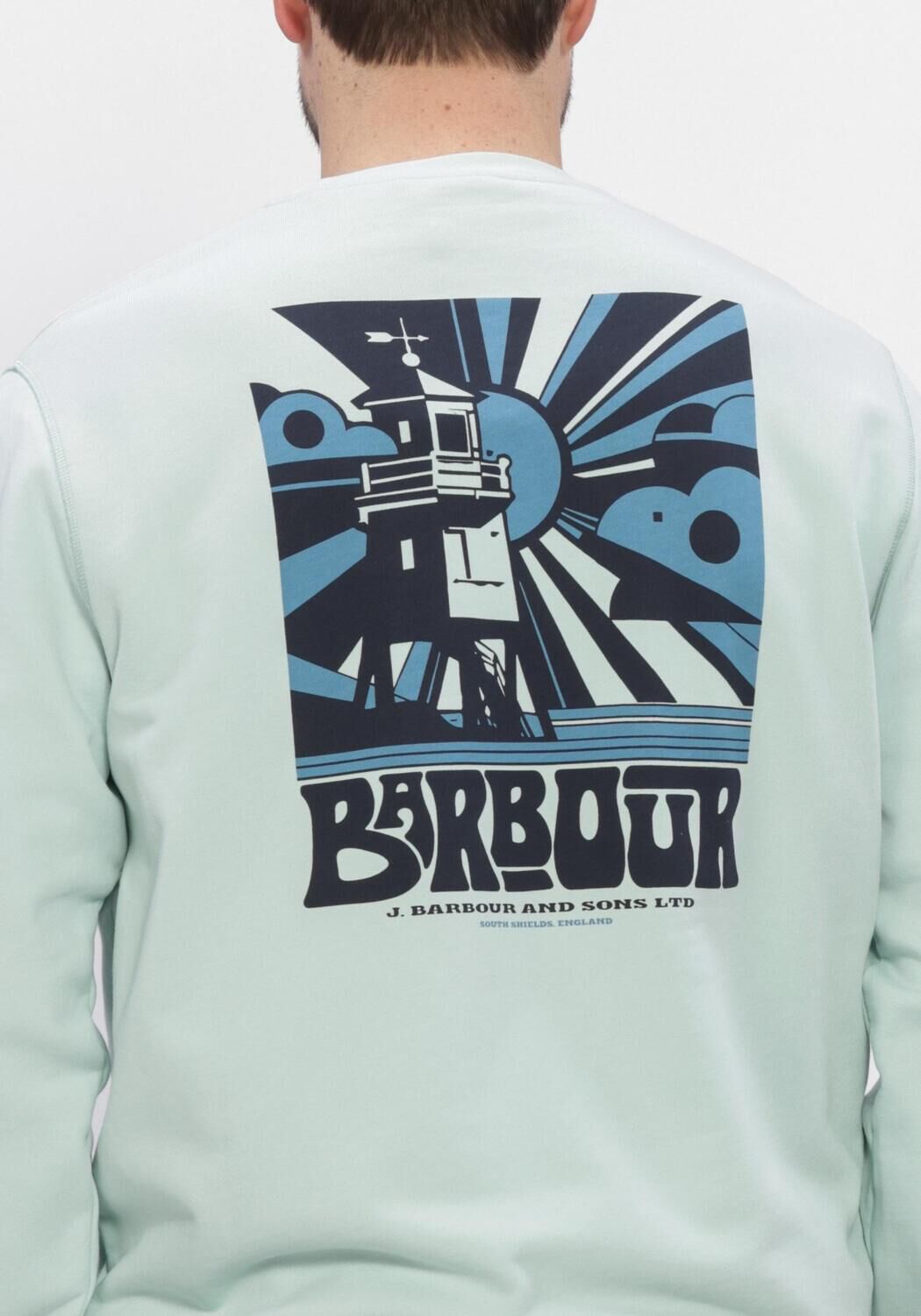 Lichtblauwe BARBOUR Sweater LIVINGSTONE CREW NECK - large