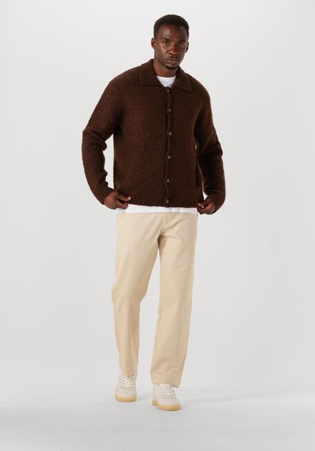 Bruine SELECTED MEN Trui SLHLOYD LS KNIT BOUCLE POLO - large