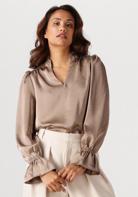 Taupe NEO NOIR Blouses AMARA HEAVY SATIN BEDAZ BLOUSE - large