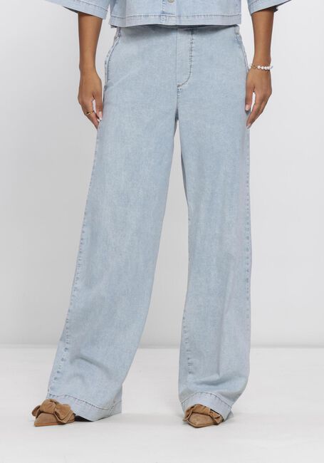 Blauwe JANSEN AMSTERDAM Wide jeans SAAR BROEK LLBD 429 LIGHT DEMIN LONG WIDE ELASTIC WAIST AT BACK - large