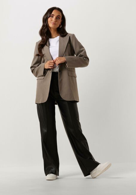 Zwarte COLOURFUL REBEL Wijde broek RUS VEGAN LEATHER PANTS - large