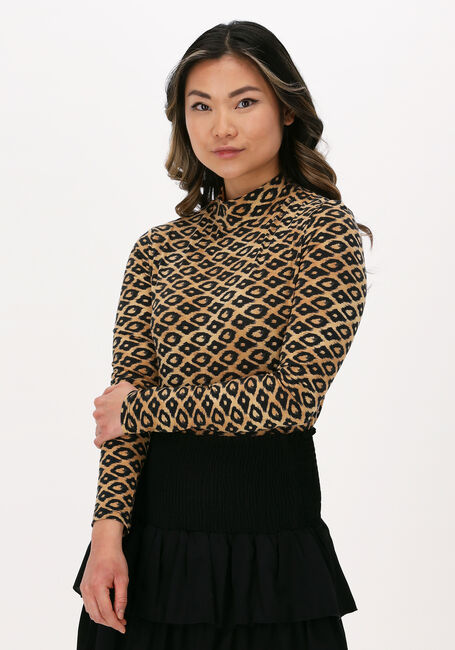 Bruine SCOTCH & SODA Top PRINTED LONG SLEEVED MOCK NECK - large