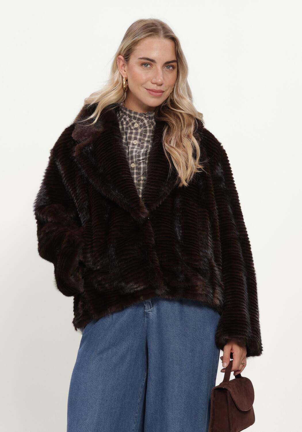 Bruine FREEBIRD Faux fur jas ORIANA - large