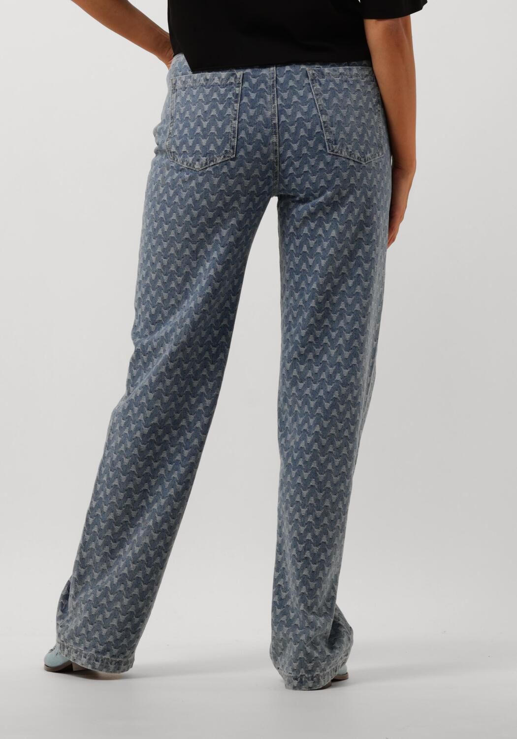 ALIX THE LABEL Dames Jeans Ladies Woven Bull Jacquard Denim Blauw