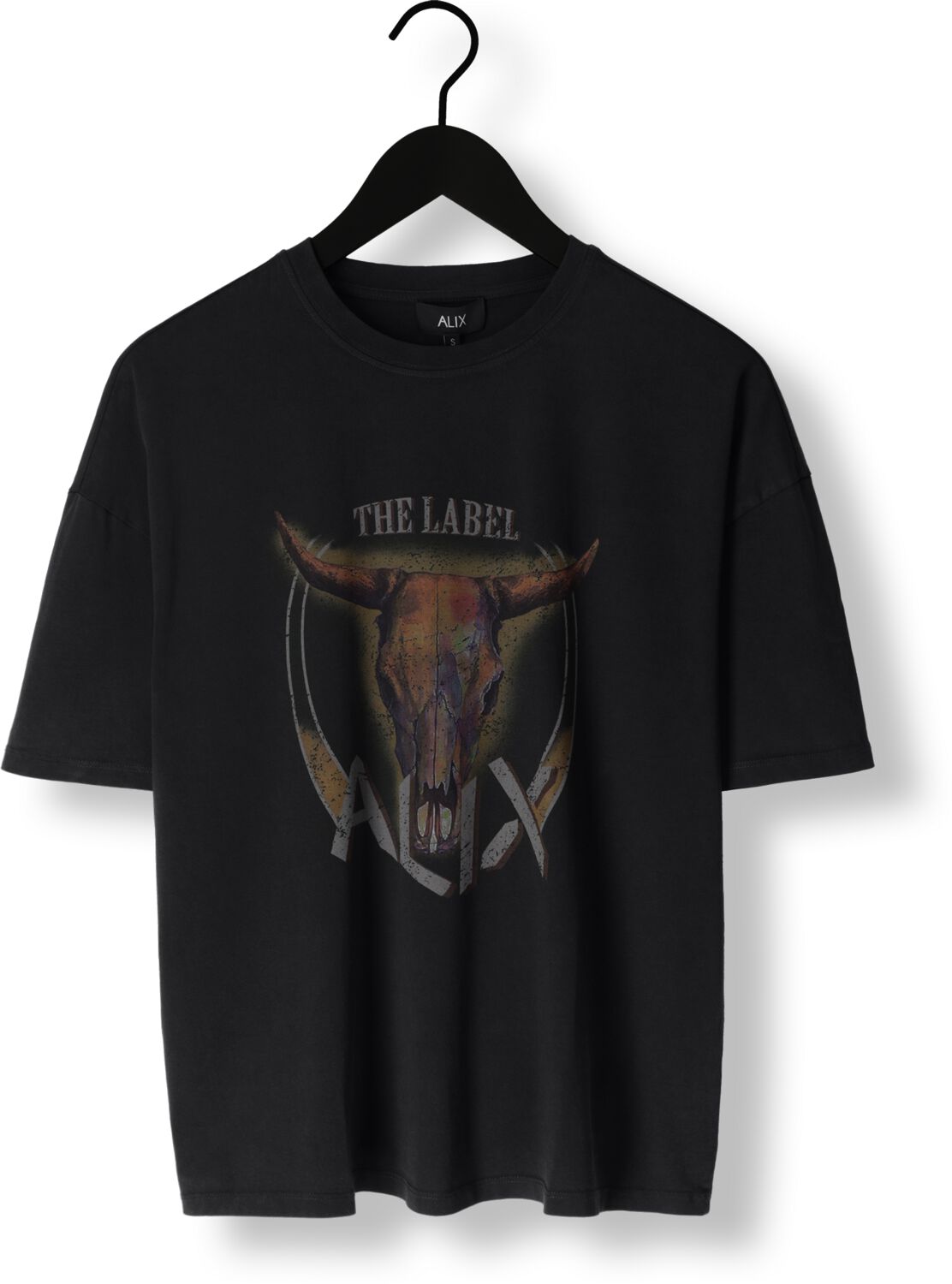 ALIX THE LABEL Dames Tops & T-shirts Ladies Knitted Bull T-shirt Zwart