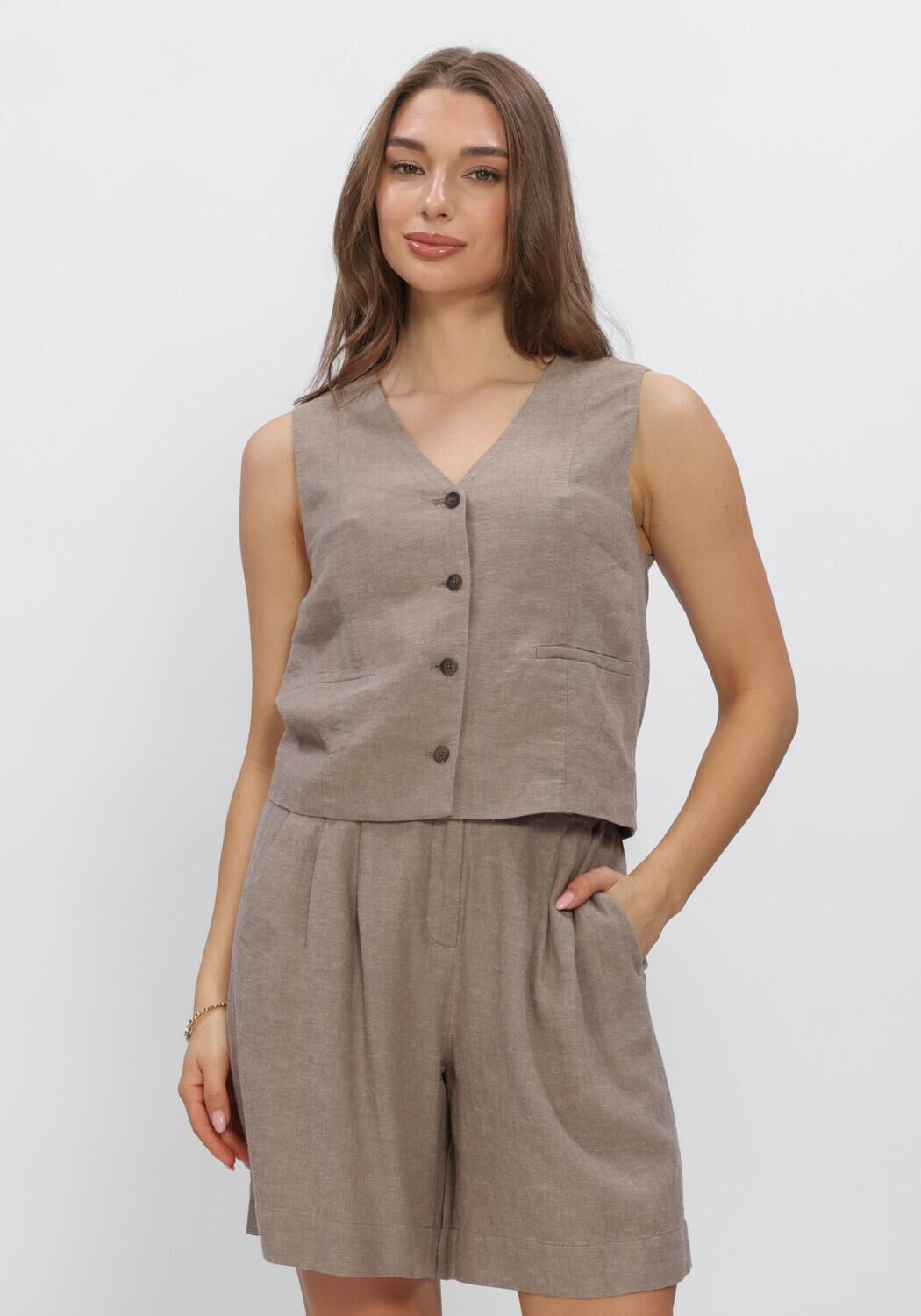 Lichtgrijze MSCH COPENHAGEN Jassen MSCHVIANA GINIA V NECK WAISTCOAT - large