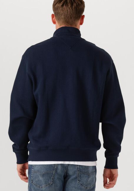 Donkerblauwe TOMMY JEANS Trui TJM RLX WAFFLE SCRIPT QRTR ZIP - large