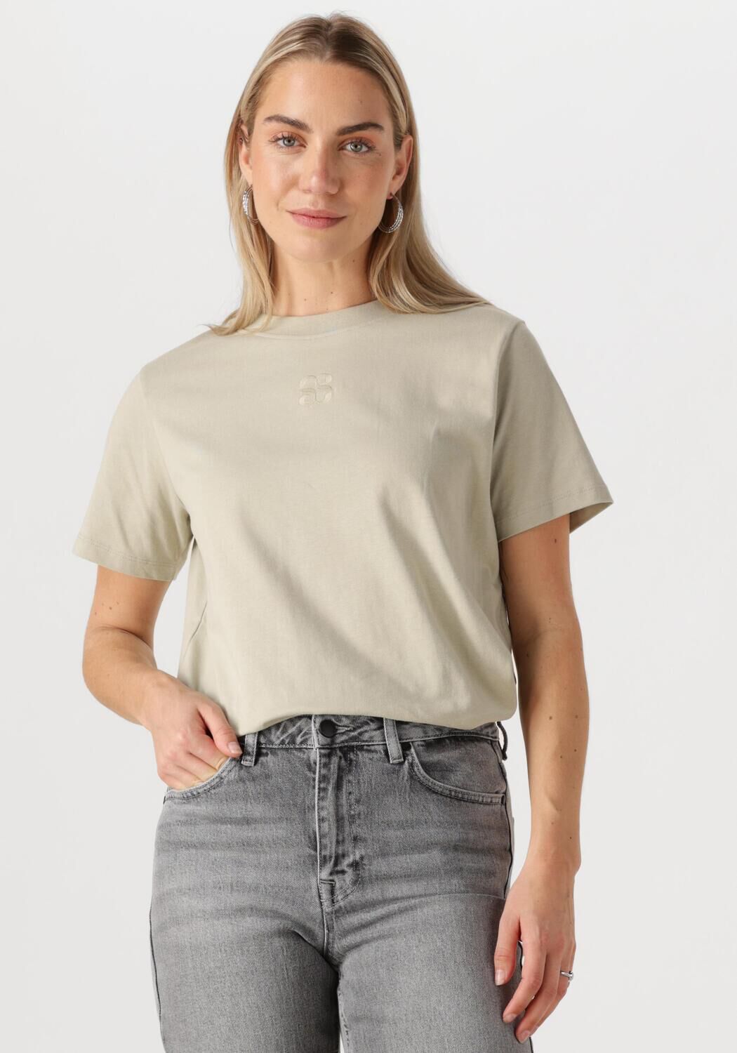 MY ESSENTIAL WARDROBE Dames Tops & T-shirts Seattlemw Logo Emb. Tee Beige