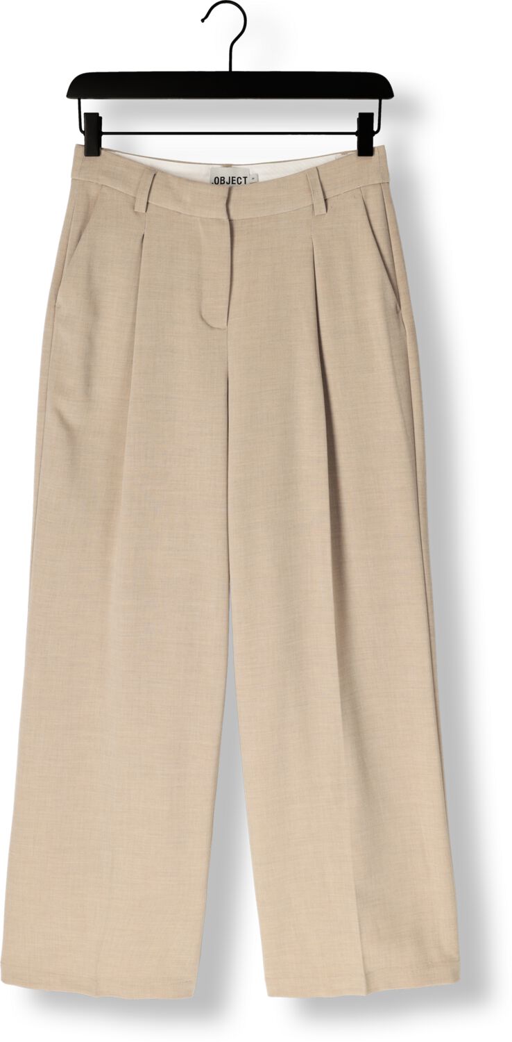 OBJECT Dames Broeken Objivy Hw Wide Pant Beige