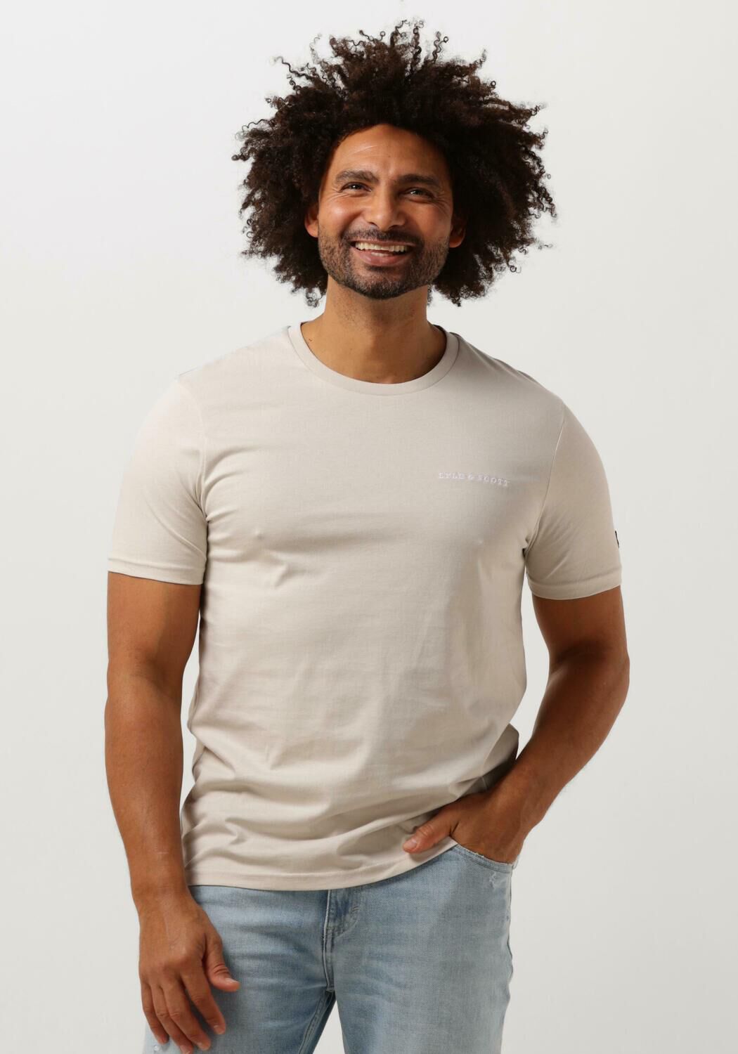 LYLE & SCOTT Heren Polo's & T-shirts Embroidered T-shirt Beige