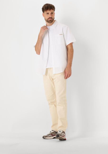 Witte CALVIN KLEIN Casual overhemd LINEN COTTON S/S SHIRT - large