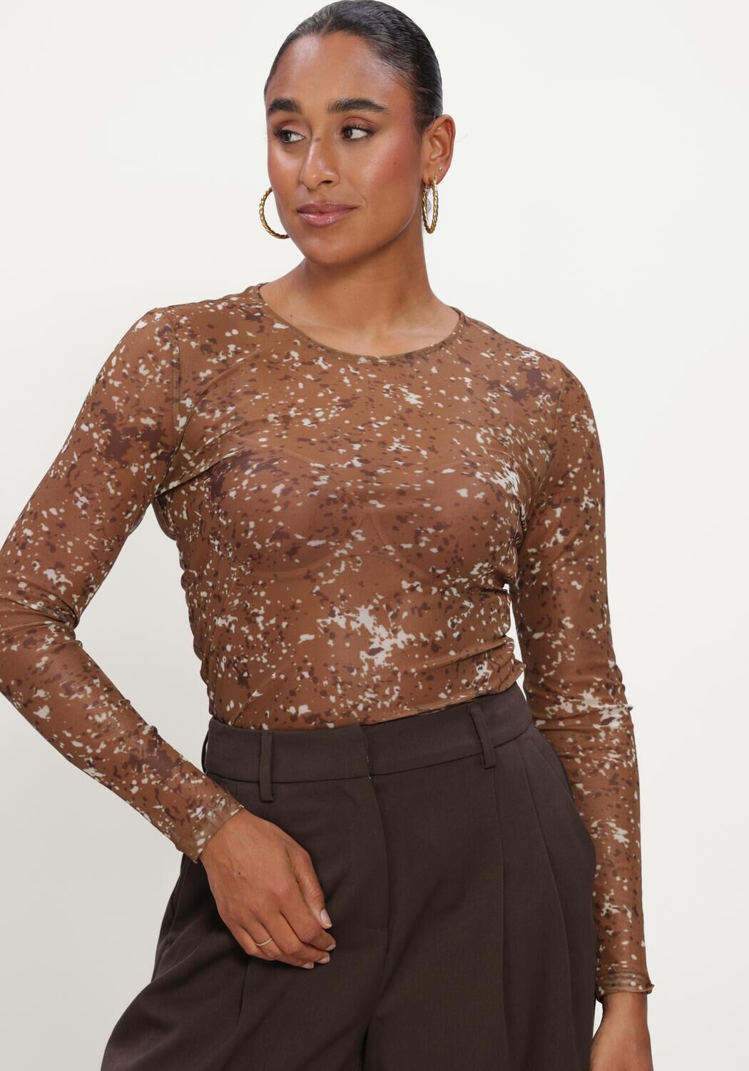 Bruine MSCH COPENHAGEN Top MSCHJANIE ILLENORA TOP AOP - large