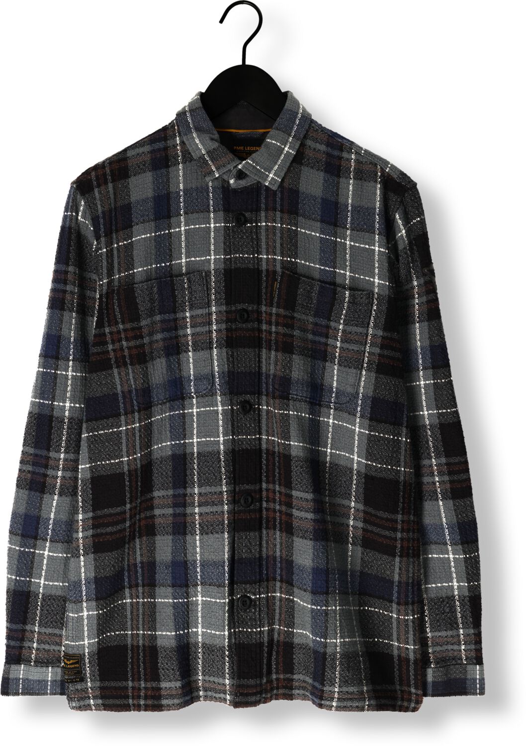 PME LEGEND Heren Overhemden Long Sleeve Shirt Dobby Mattweave Grijs