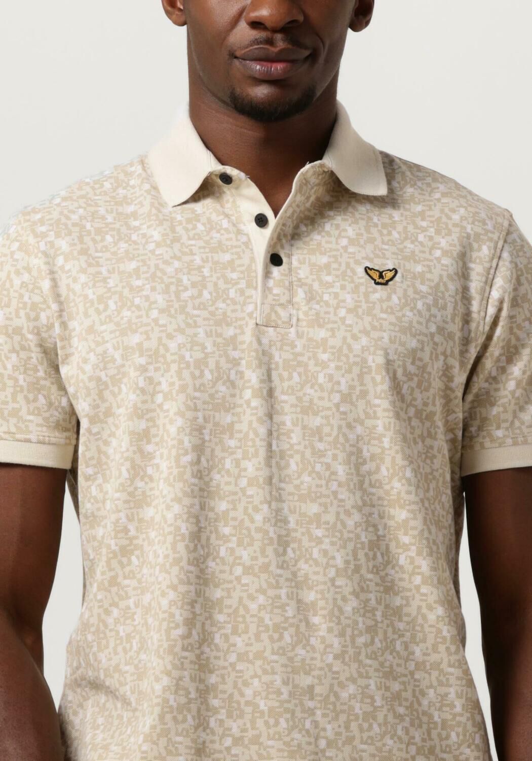 PME LEGEND Heren Polo's & T-shirts Short Sleeve Polo Fine Pique All Over Print Beige