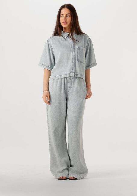 Blauwe CATWALK JUNKIE Blouses SHORT SLEEVE DENIM BLOUSE - large