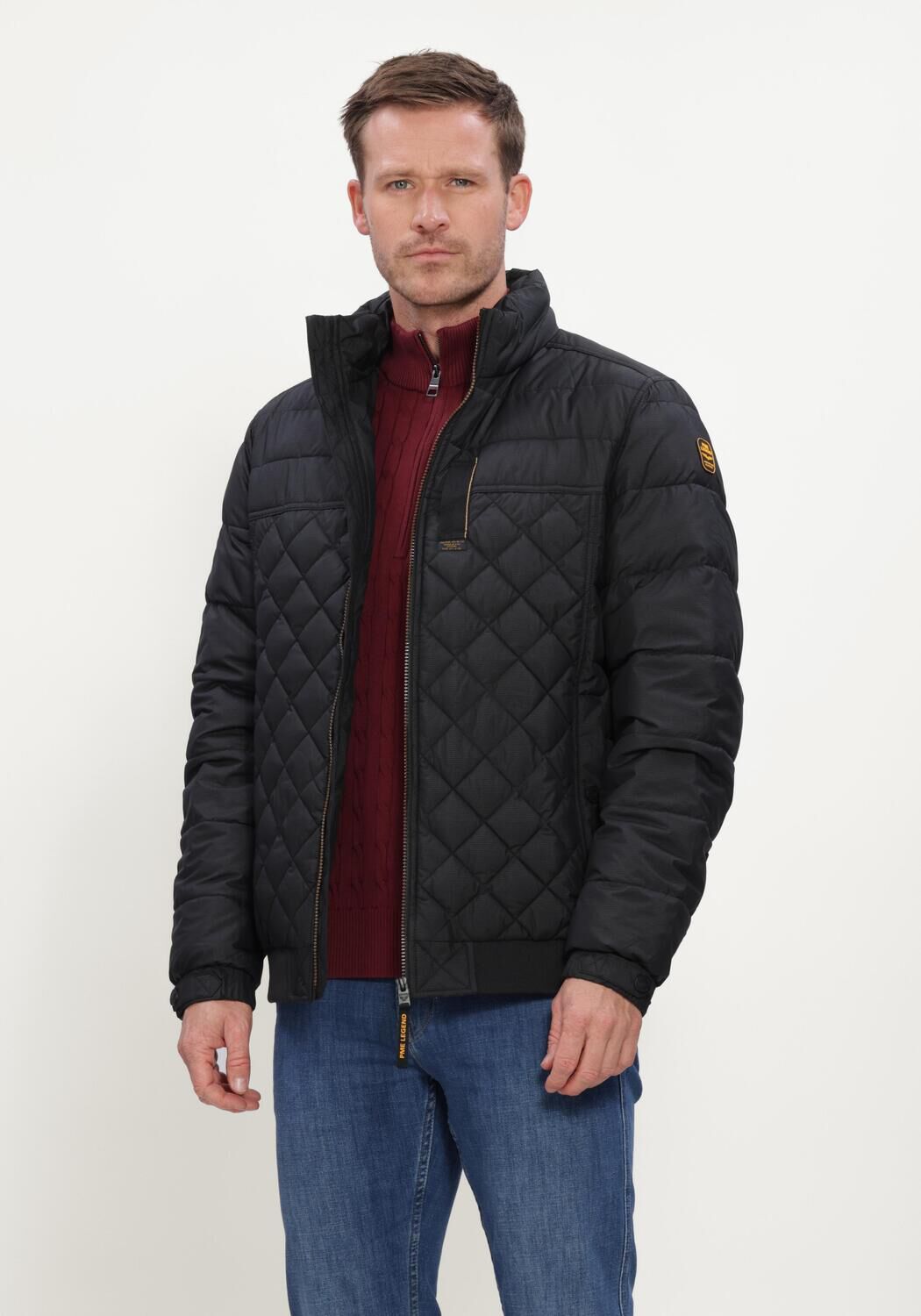 Zwarte PME LEGEND Gewatteerde jas FLIGHT JACKET CARGO GLIDER BRIGHTSTER - large