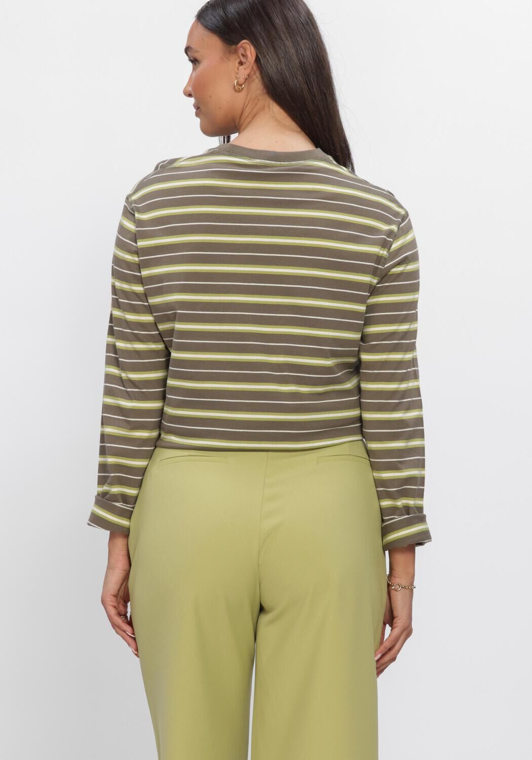 Khaki ENVII T-shirt NKULLA LS STRIPE 5310 - large