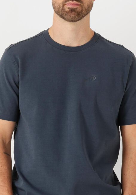 Donkerblauwe CAST IRON T-shirt CREWNECK REGULAR FIT INTERLOCK ESSENTIAL - large