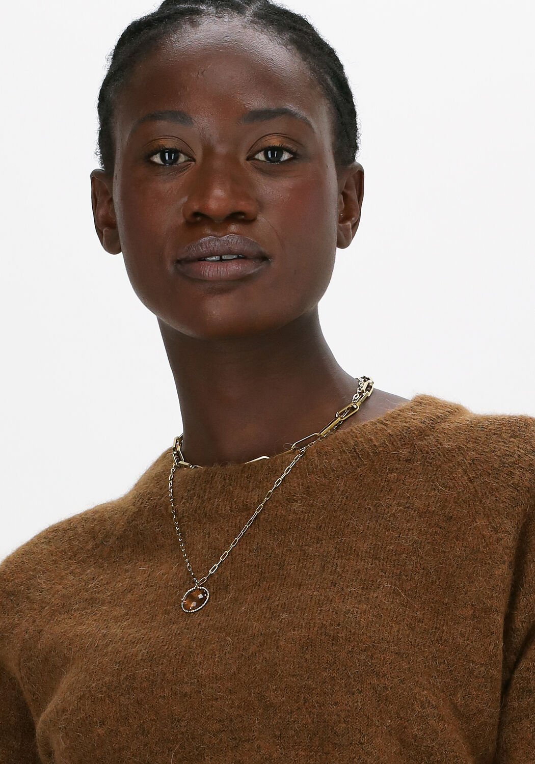bruine selected femme trui lulu ls knit o neck b
