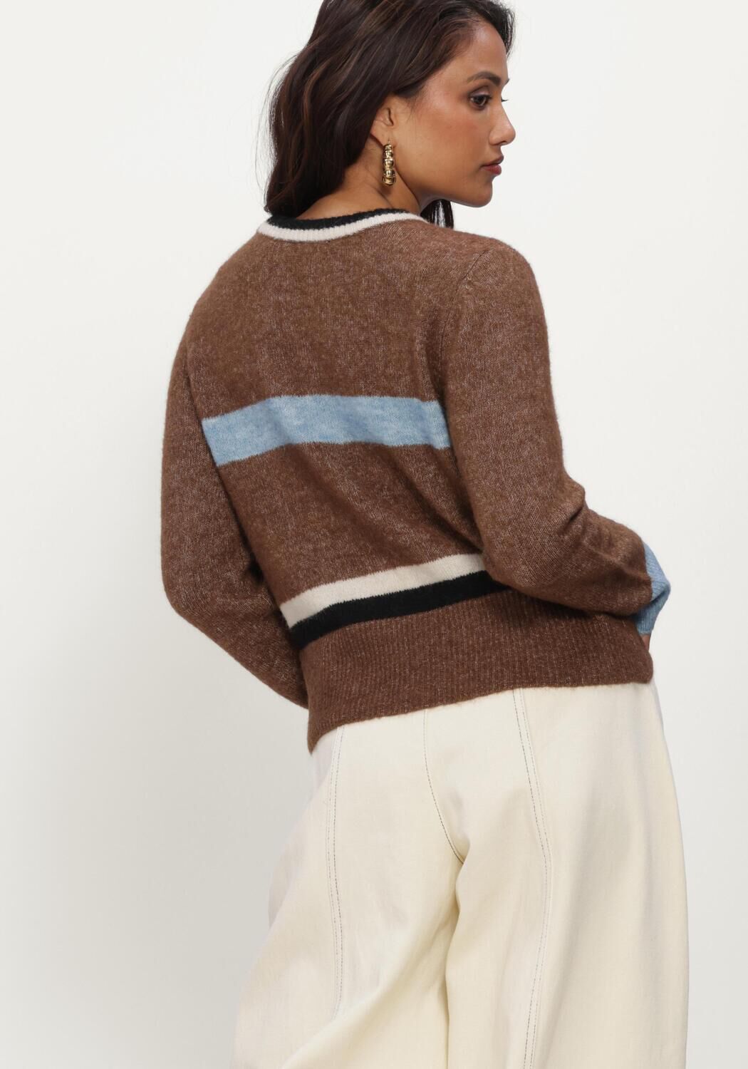 Bruine OBJECT Trui OBJAGGIE L/S RE KNIT PULLOVER NOOS - large