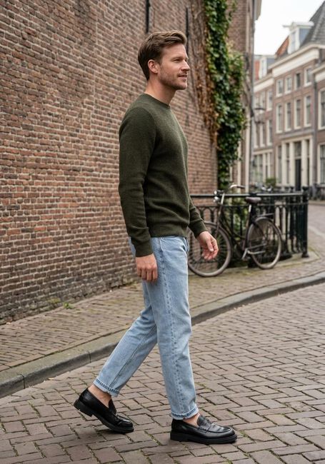 Groene SELECTED MEN Trui SLHROSS LS KNIT STRUCTURE CREW NECK NOOS - large