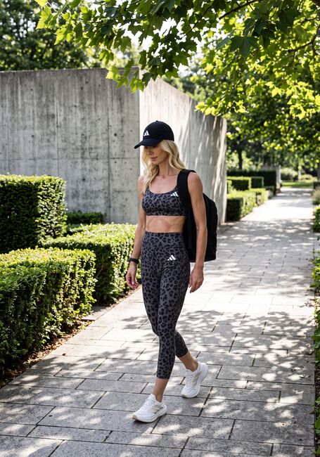 Grijze ADIDAS Sporttops OPT AOP LS BRA - large