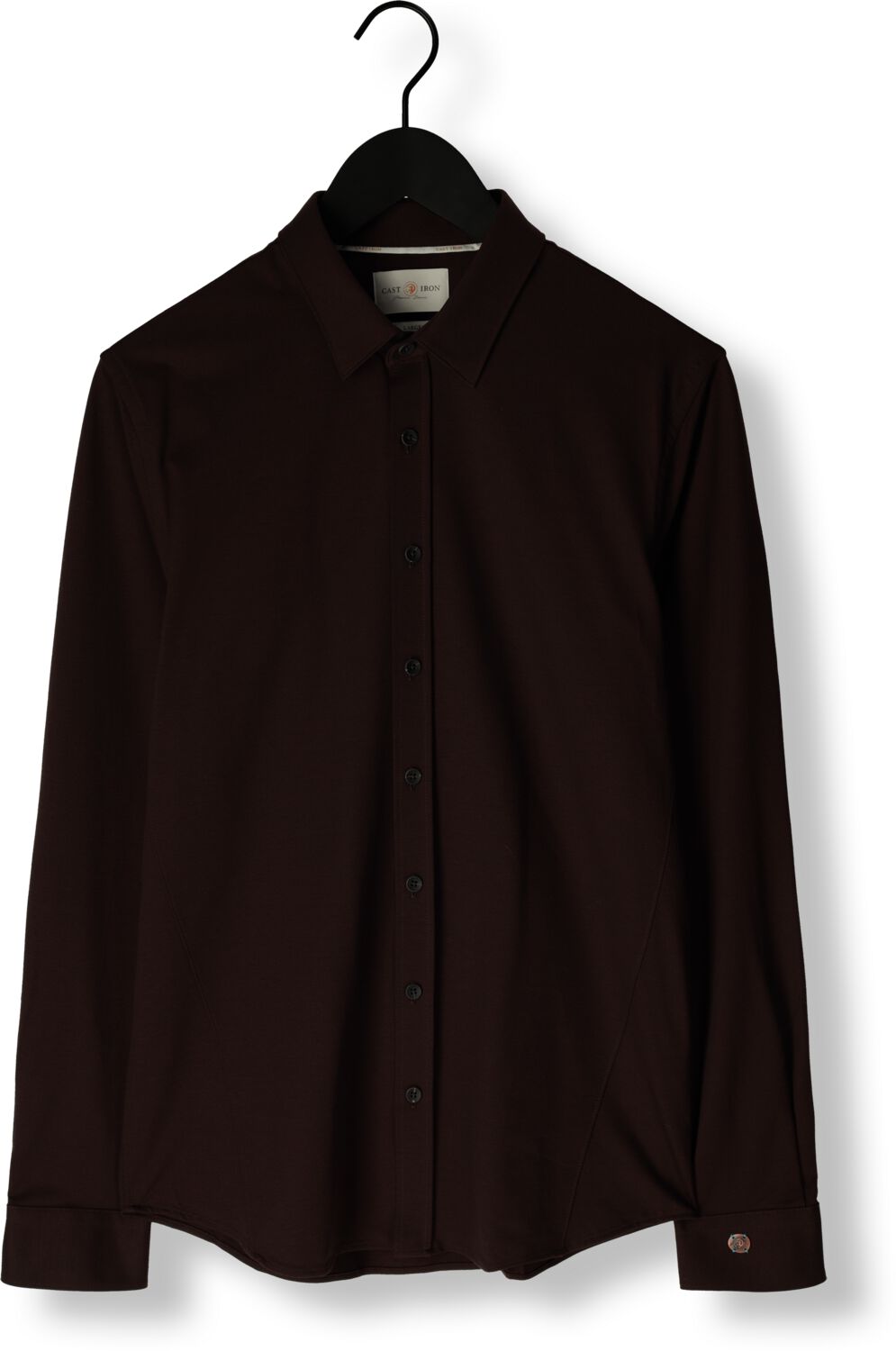 CAST IRON Heren Overhemden Long Sleeve Shirt Twill Jersey 2 Tone Bruin