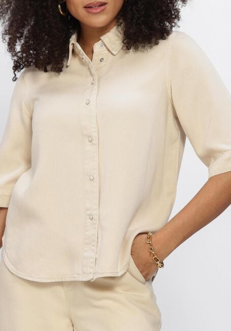 Beige OBJECT Blouses OBJFRAME 2/4 RE DENIM TOP - large