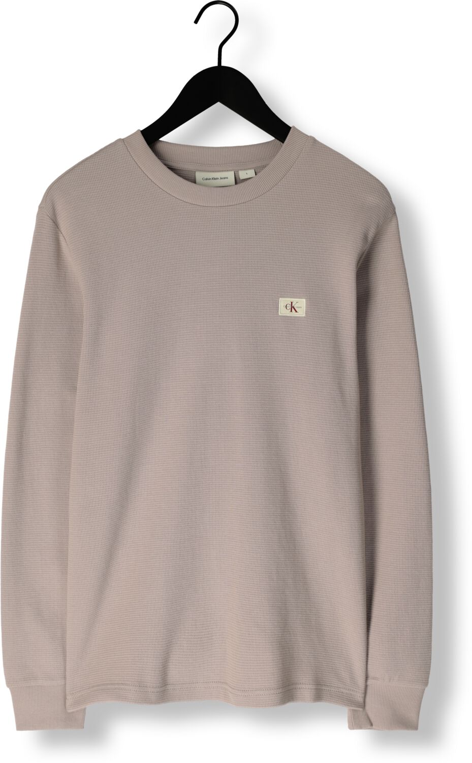 CALVIN KLEIN Heren Truien & Vesten Woven Label Waffle Ls Tee Zand