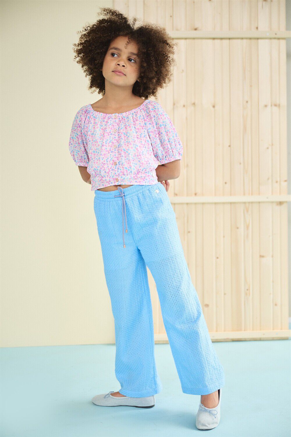 Blauwe NONO Blouses TOMAS CROPPED BLOUSE - large