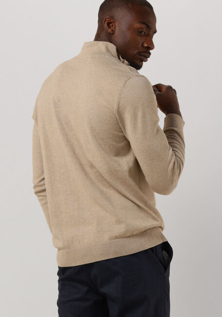 Beige SELECTED MEN Trui SLHBERG HALF ZIP CARDIGAN NOOS - large