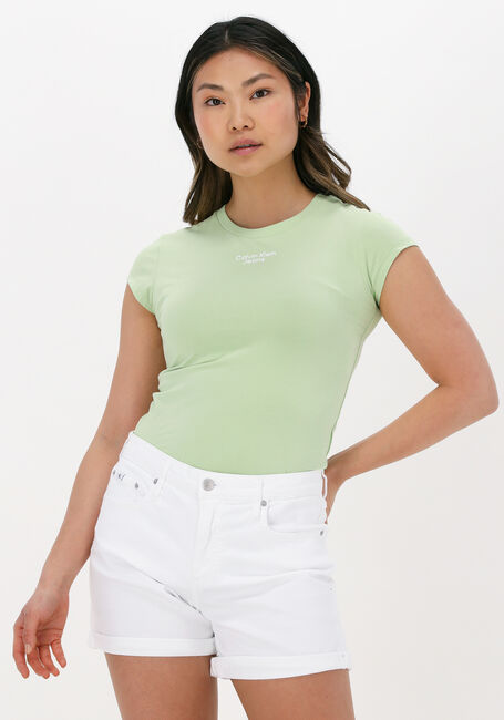 Groene CALVIN KLEIN T-shirt STACKED LOGO TIGHT TEE - large