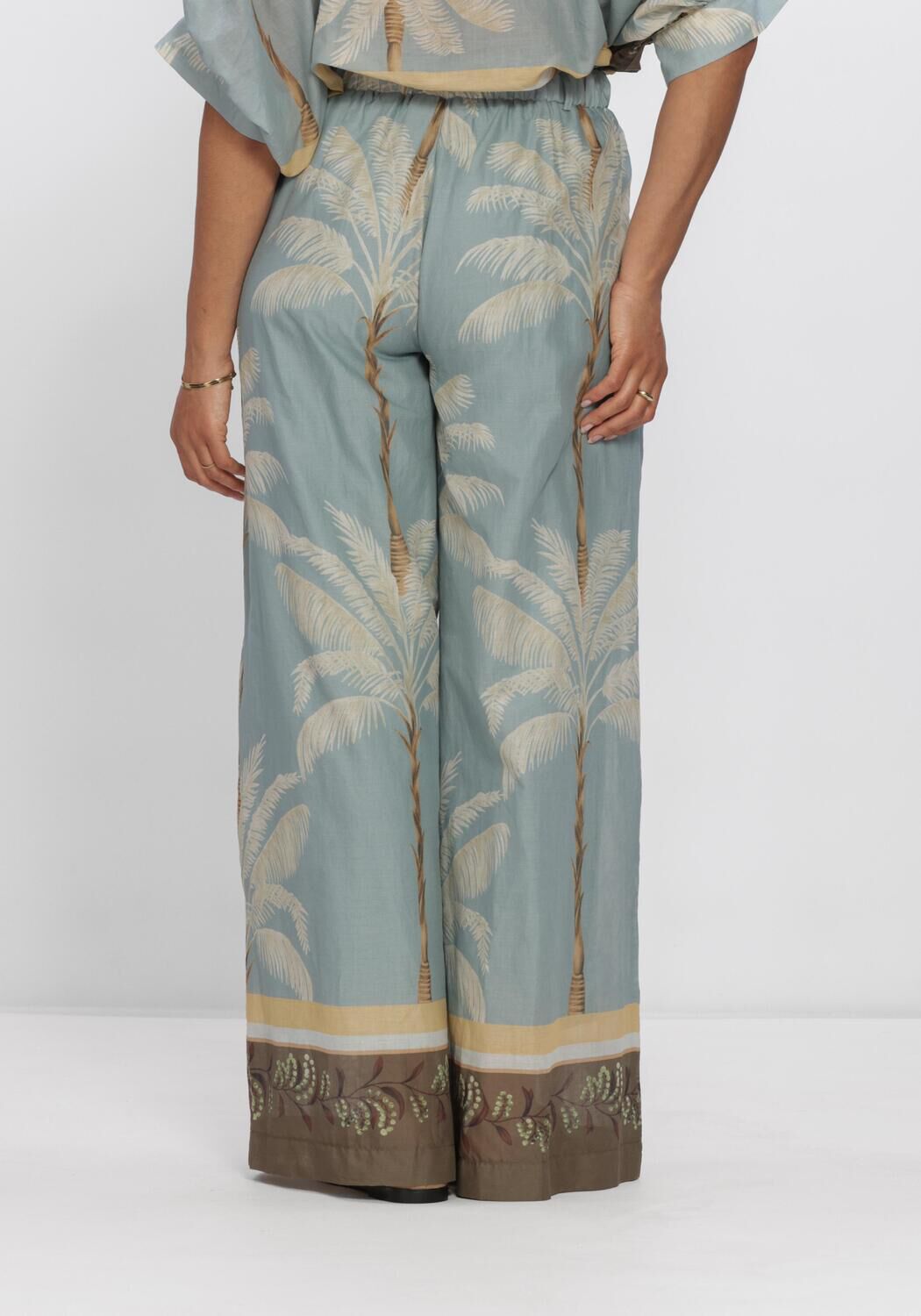 Blauwe SUMMUM Broeken TROUSERS PALMTREE PRINT SINGLE BORDER - large