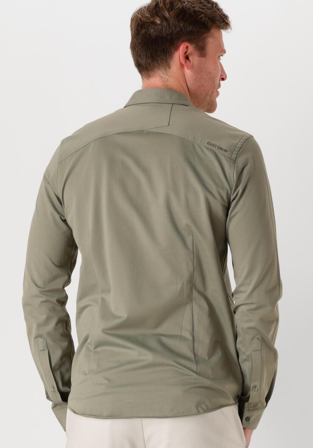 CAST IRON Heren Overhemden Long Sleeve Shirt Twill Jersey 2 Tone Groen