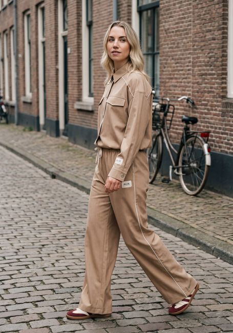 Camel ALIX THE LABEL Broeken LADIES WOVEN 2 TONE PANTS - large
