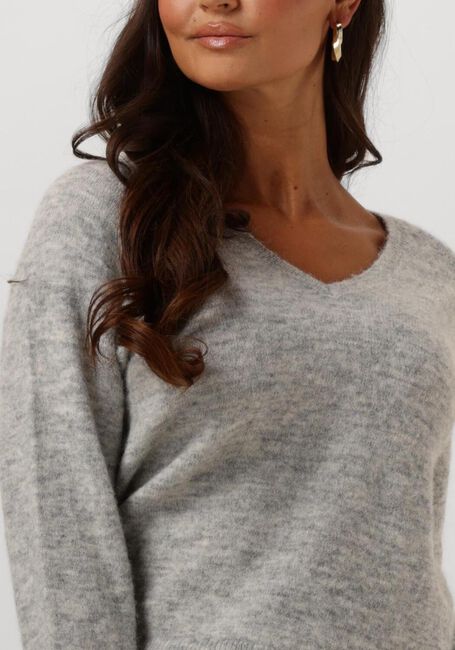 Grijze SELECTED FEMME Trui SLFLULU NEW LS KNIT V-NECK B NOOS - large